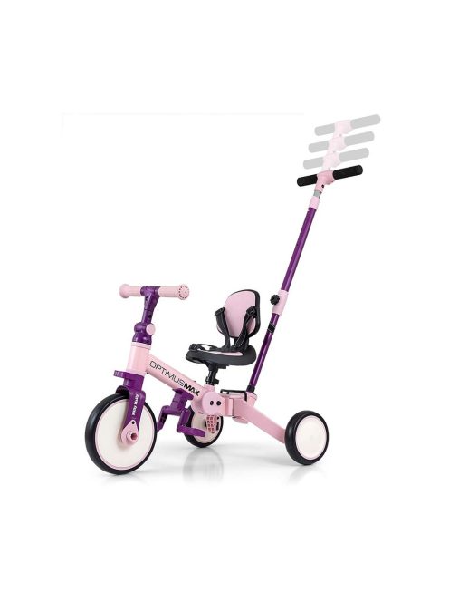 Gyerek háromkerekű bicikli 5az1-ben Milly Mally Optimus Max tolókarral pink