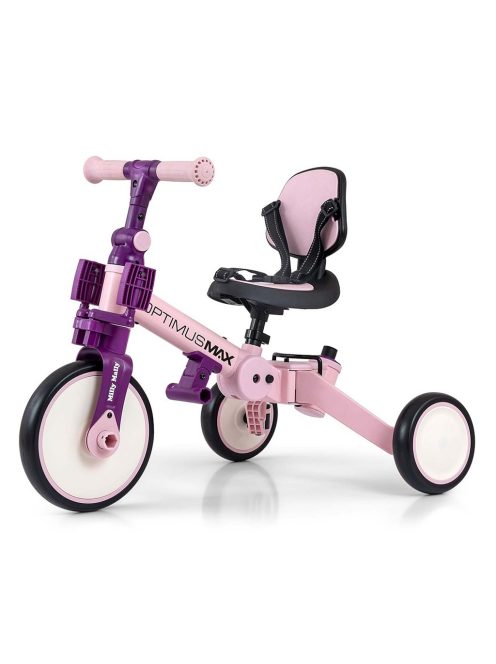 Gyerek háromkerekű bicikli 5az1-ben Milly Mally Optimus Max tolókarral pink