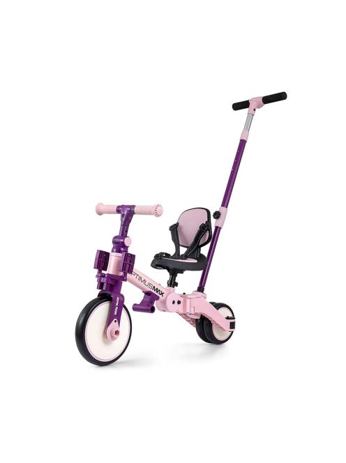 Gyerek háromkerekű bicikli 5az1-ben Milly Mally Optimus Max tolókarral pink