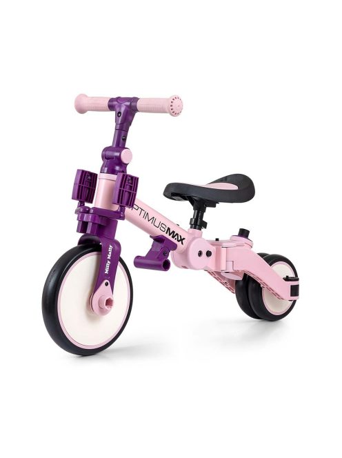 Gyerek háromkerekű bicikli 5az1-ben Milly Mally Optimus Max tolókarral pink