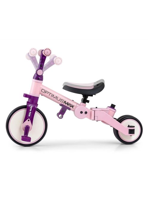 Gyerek háromkerekű bicikli 5az1-ben Milly Mally Optimus Max tolókarral pink