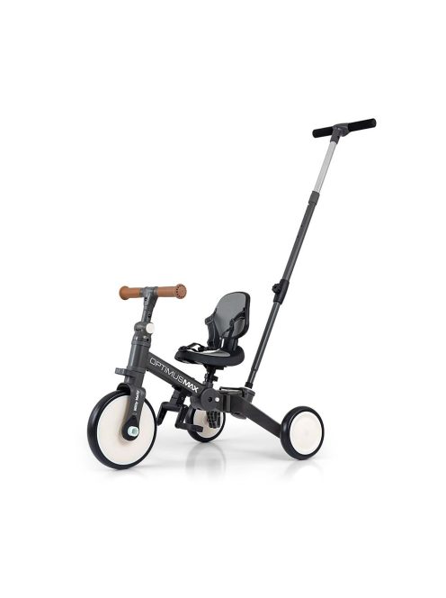 Gyerek háromkerekű bicikli 5az1-ben Milly Mally Optimus Max tolókarral dark grey