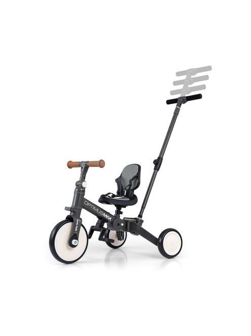 Gyerek háromkerekű bicikli 5az1-ben Milly Mally Optimus Max tolókarral dark grey