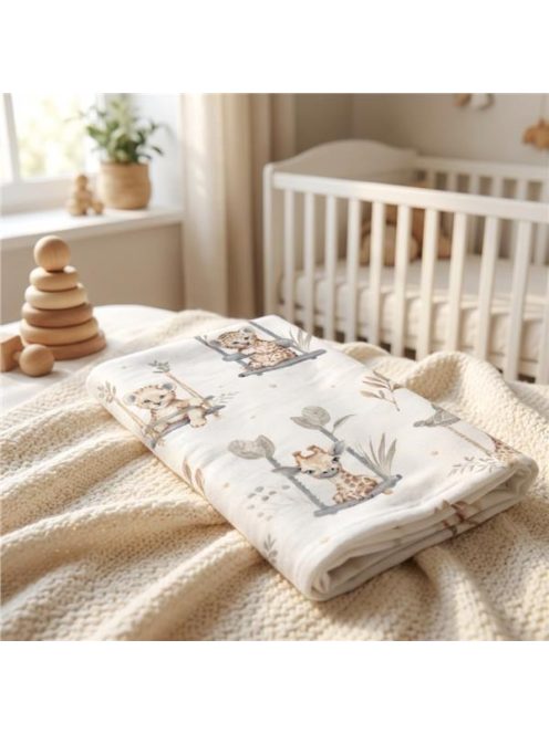 Flanel pelenka nyomtatott mintával New Baby ZOO beige