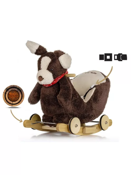 Ringató kutya dallammal és kerekekkel Milly Mally Polly Plus Barna kutya
