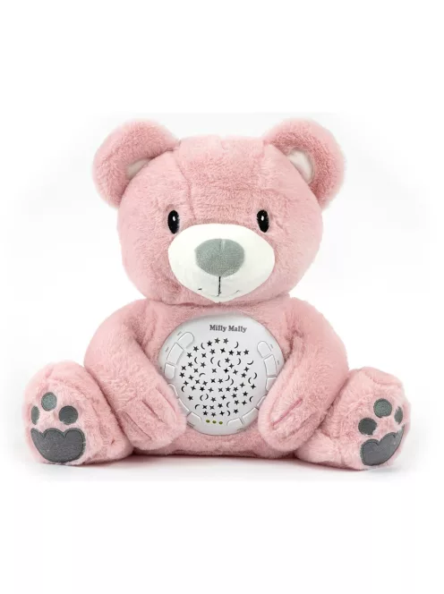 Plüss szundibarát maci projektorral Milly Mally Bear pink
