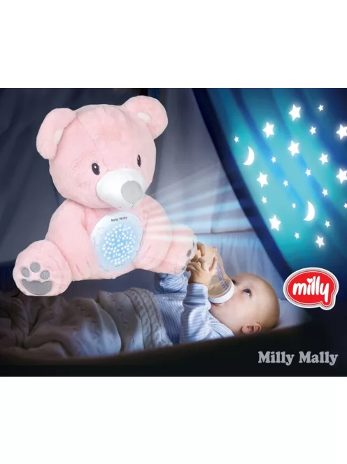 Plüss szundibarát maci projektorral Milly Mally Bear pink