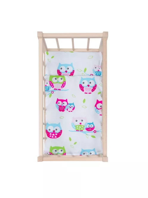 Fa babaágy-bölcső ágyneművel Baby Mix owl