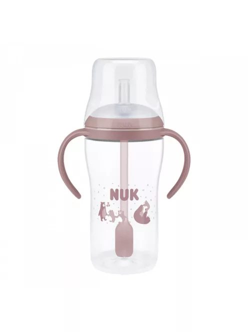 NUK Perfect Match tanuló cumisüveg szívószállal BEAR 260 ml