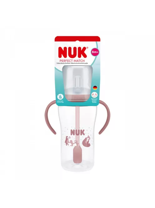 NUK Perfect Match tanuló cumisüveg szívószállal BEAR 260 ml