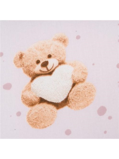 Pamut babakocsihoz való lepedő pamut New Baby Love Teddy Bear pink 35x75 cm