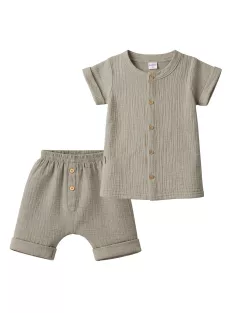 Baba muszlin ing rövidnadrággal New Baby linen