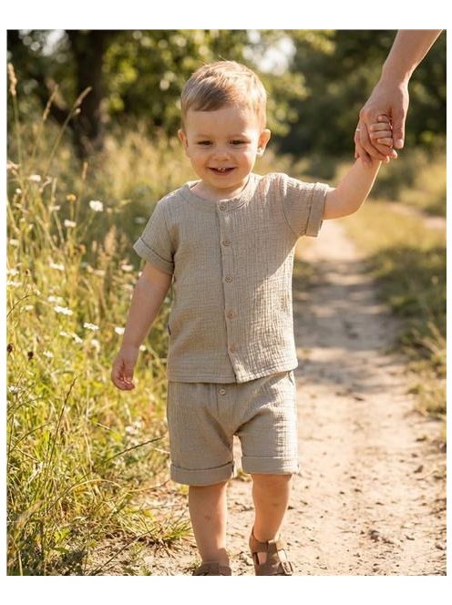 Baba muszlin ing rövidnadrággal New Baby linen