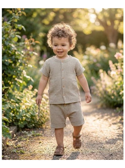 Baba muszlin ing rövidnadrággal New Baby linen