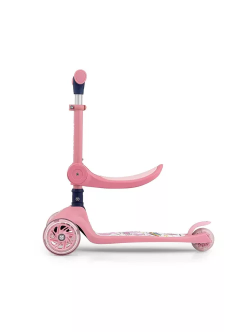 FUZZY háromkerekű üléses-scooter egyensúlyozó roller gyerekeknek pink