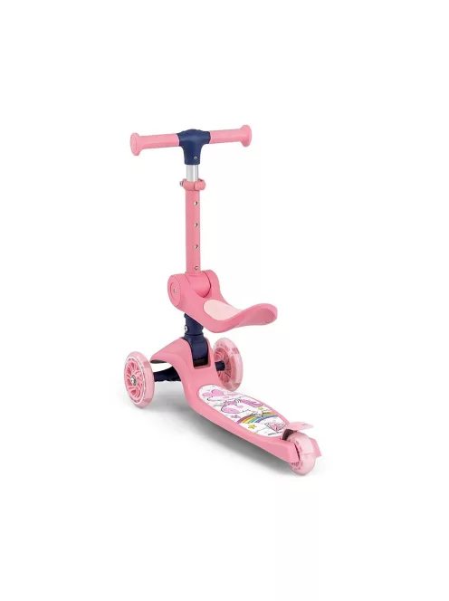 FUZZY háromkerekű üléses-scooter egyensúlyozó roller gyerekeknek pink