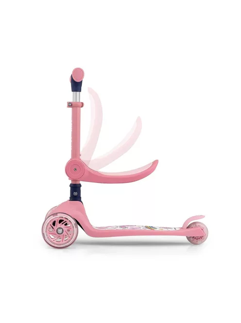 FUZZY háromkerekű üléses-scooter egyensúlyozó roller gyerekeknek pink
