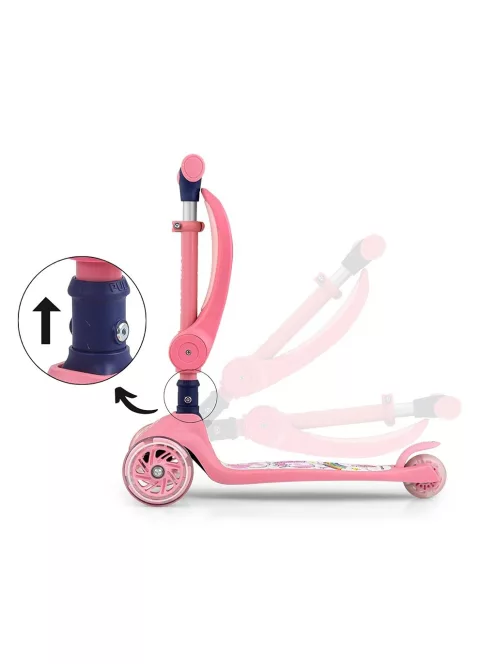 FUZZY háromkerekű üléses-scooter egyensúlyozó roller gyerekeknek pink