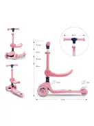 FUZZY háromkerekű üléses-scooter egyensúlyozó roller gyerekeknek pink