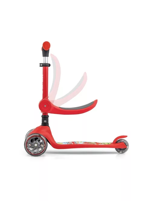 FUZZY háromkerekű üléses-scooter egyensúlyozó roller gyerekeknek red