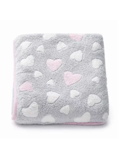 Baba takaró New Baby 80x90 heart pink