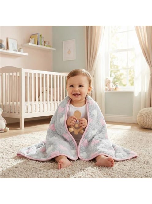 Baba takaró New Baby 80x90 heart pink