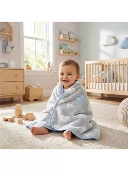 Baba takaró New Baby 80x90 heart blue