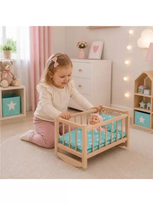 Fa babaágy-bölcső ágyneművel Baby Mix stars mint