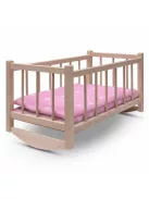 Fa babaágy-bölcső ágyneművel Baby Mix stars pink