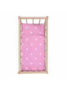 Fa babaágy-bölcső ágyneművel Baby Mix stars pink