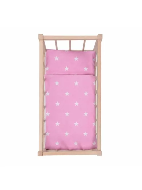 Fa babaágy-bölcső ágyneművel Baby Mix stars pink