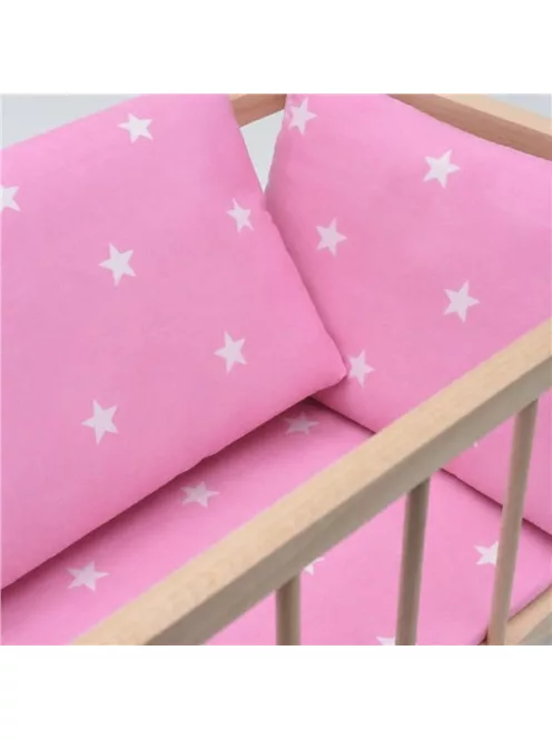 Fa babaágy-bölcső ágyneművel Baby Mix stars pink