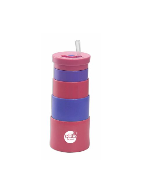 Dbb Teleszkópos rózsaszín-lila pohár szívószállal 350 ml