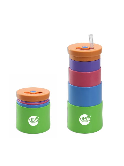 Dbb Teleszkópos színes pohár szívószállal 350 ml