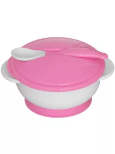 Baby care etető tál + kanál - blush pink