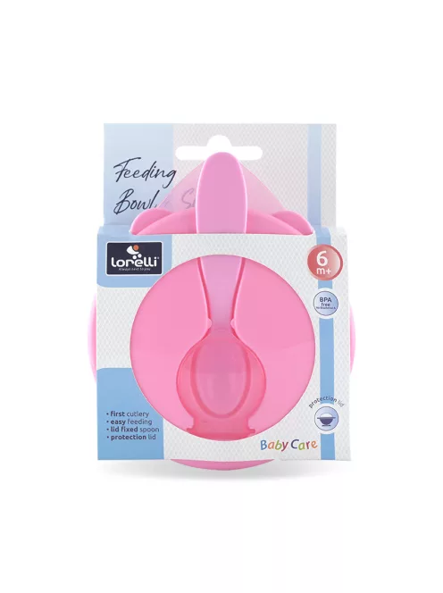 Baby care etető tál + kanál - pink