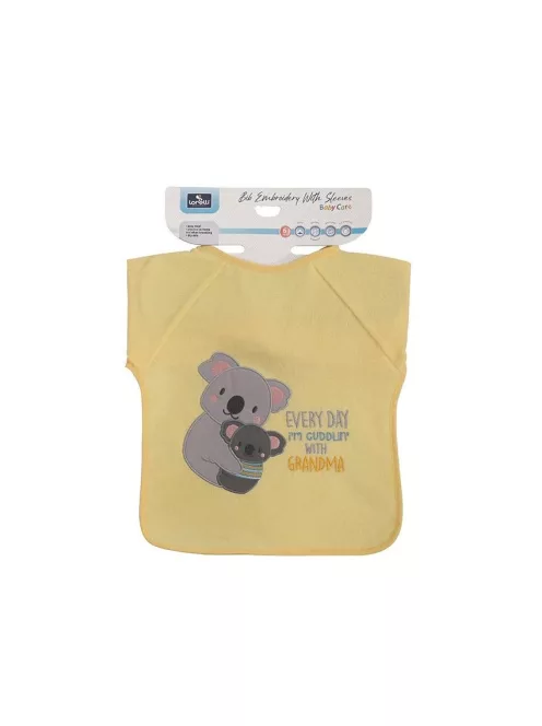 Baby Care hímzett hosszú ujjú pamut előke - Unisex