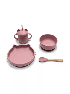   Lorelli Természetes szilikon 4 db-os étkészlet - Deep Pink