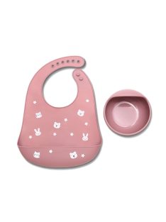   Lorelli Természetes szilikon 2 db-os étkészlet - Deep Pink