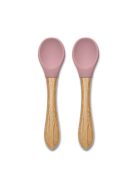 Lorelli Szilikon kanalak bambusz nyéllel, 2db - deep pink