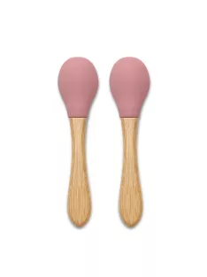 Lorelli Szilikon kanalak bambusz nyéllel, 2db - deep pink