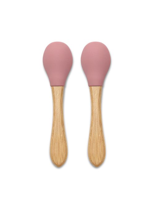 Lorelli Szilikon kanalak bambusz nyéllel, 2db - deep pink