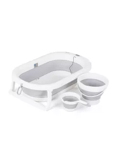   Chipolino Bubble Spa összecsukható kád vízhőmérővel, vödörrel és öblítőpohárral 83 cm - light grey