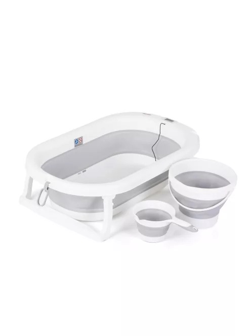 Chipolino Bubble Spa összecsukható kád vízhőmérővel, vödörrel és öblítőpohárral 83 cm - light grey