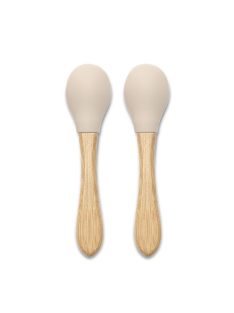 Lorelli szilikon kanalak bambusz nyéllel 2 db - Beige