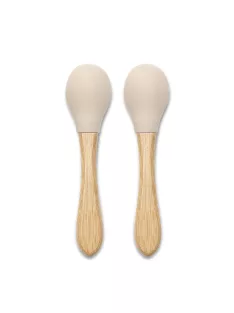 Lorelli szilikon kanalak bambusz nyéllel 2 db - Beige