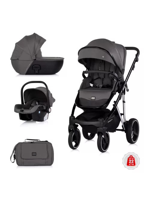 Chipolino Imperium 3 az 1-ben újszülött babakocsi - Charcoal