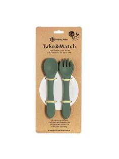   Petite&Mars Szilikon evőeszközök, TAKE&MATCH, Misty Green, 6 hó+