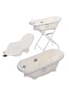   Lorelli kád leeresztő dugóval, babatartóval 88 cm + kádállvány - White