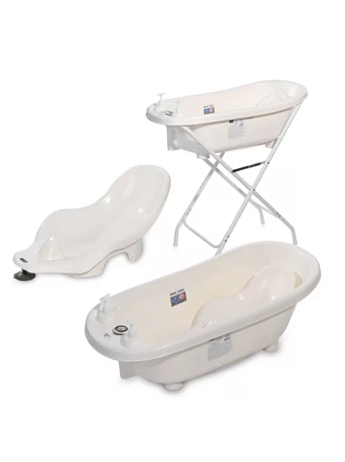 Lorelli kád leeresztő dugóval, babatartóval 88 cm + kádállvány - White
